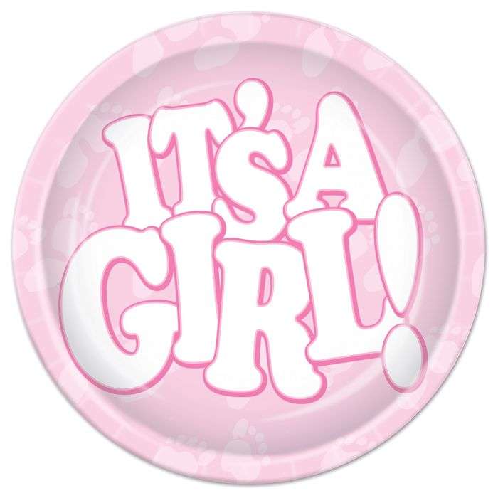 DollarDays 2390383 7 in. Its a Girl Plates - 8 Count - Pack of 12
