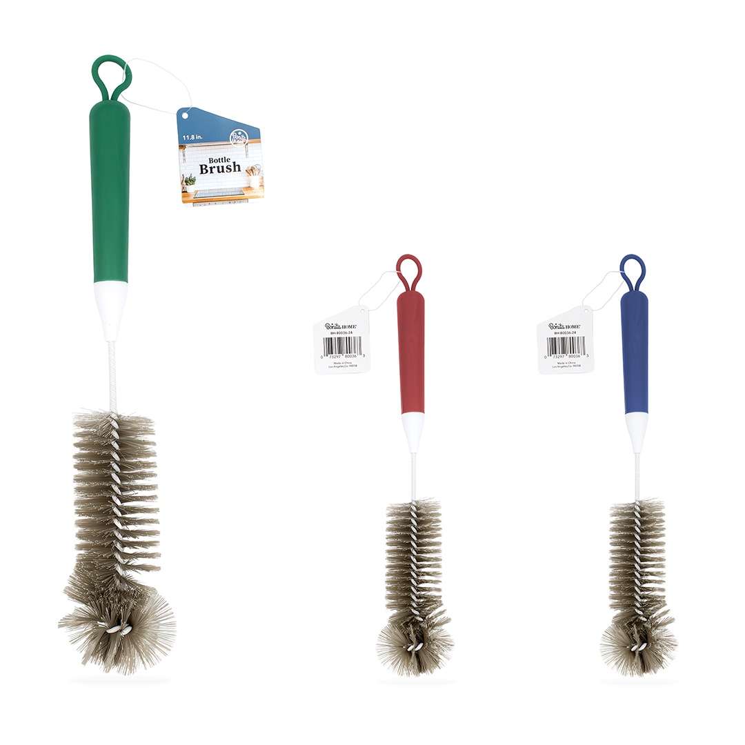 DollarDays 2390406 Plastic Bottle Brushes, Assorted Color - Pack of 24