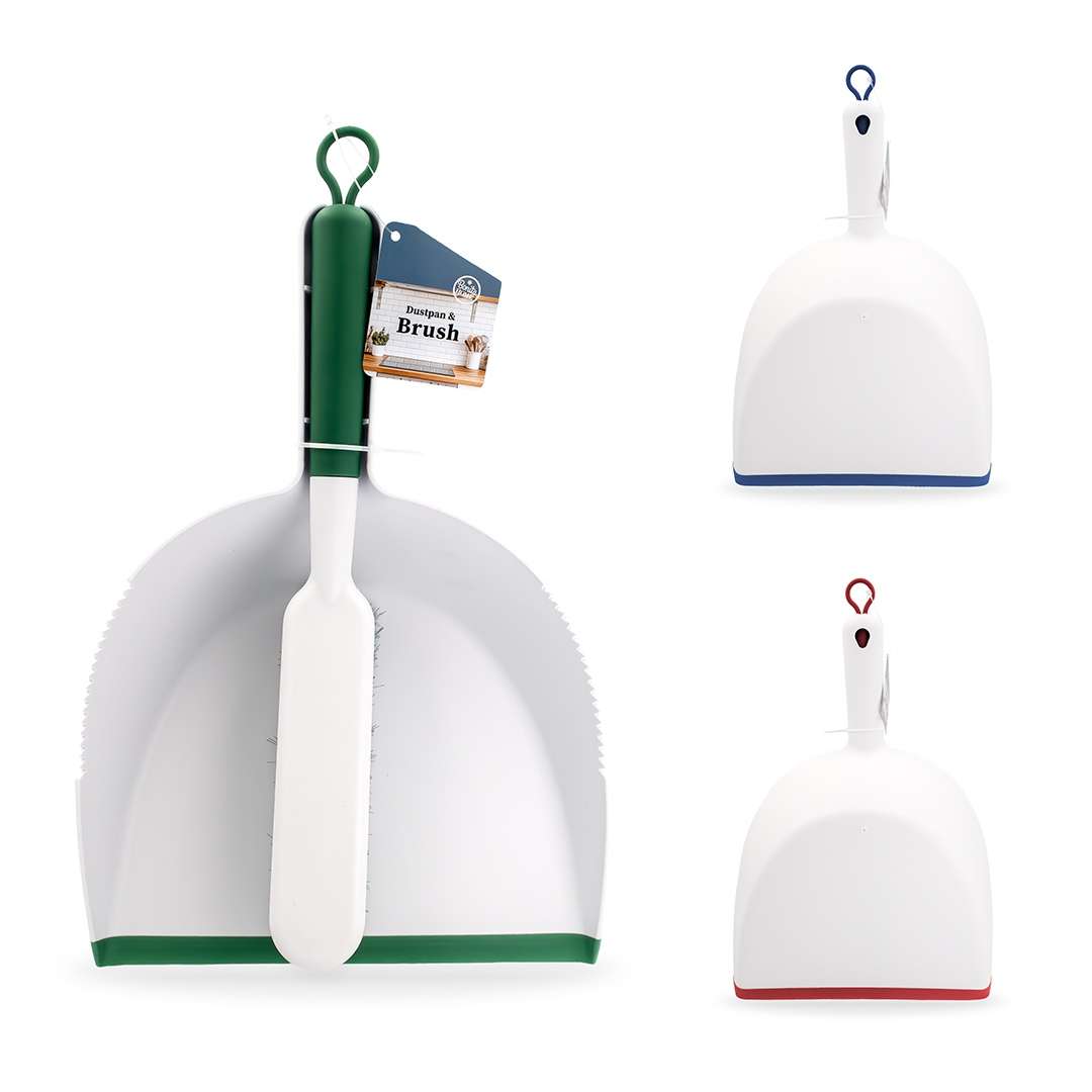 DollarDays 2390408 Plastic Dustpan & Brush Sets, Assorted Color - Pack of 12
