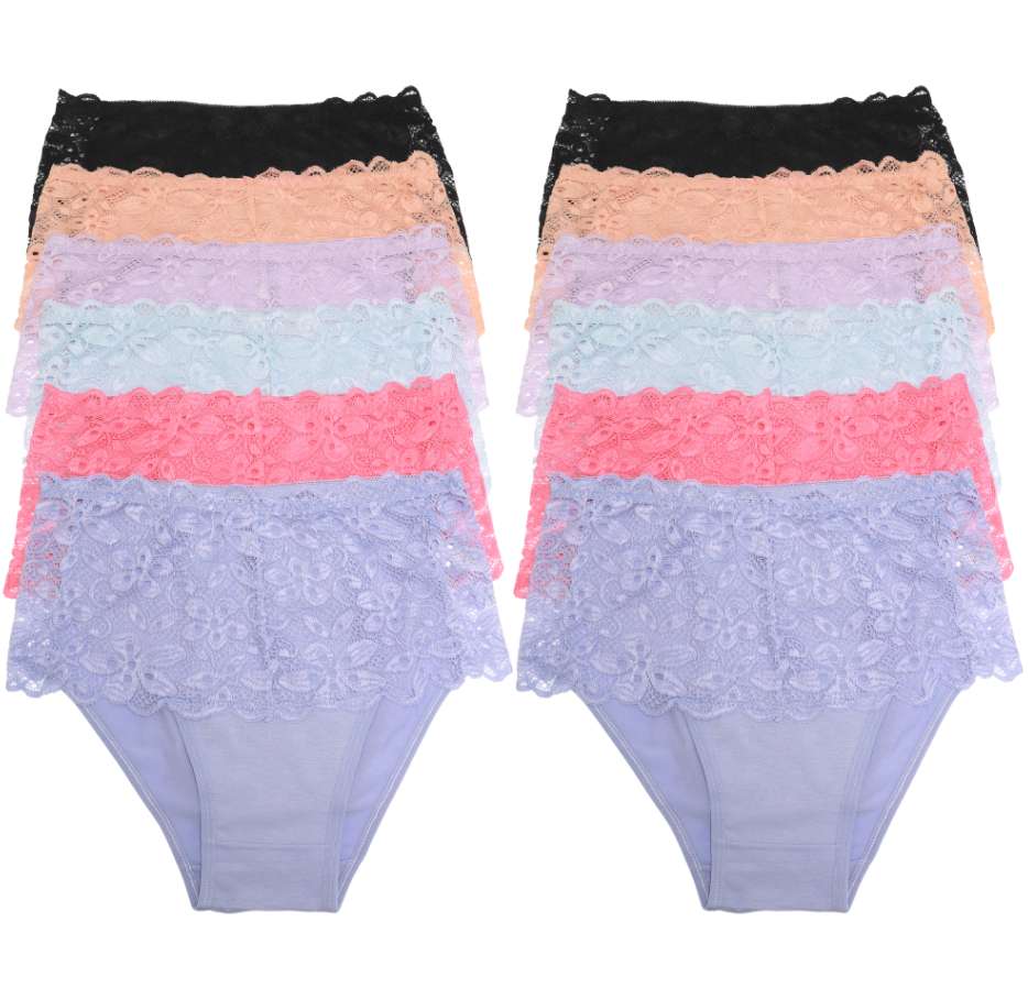 DollarDays 2390860 Mid Rise Cotton Brief Panties, Assorted Color - Small & Extra Large - Pack of 72