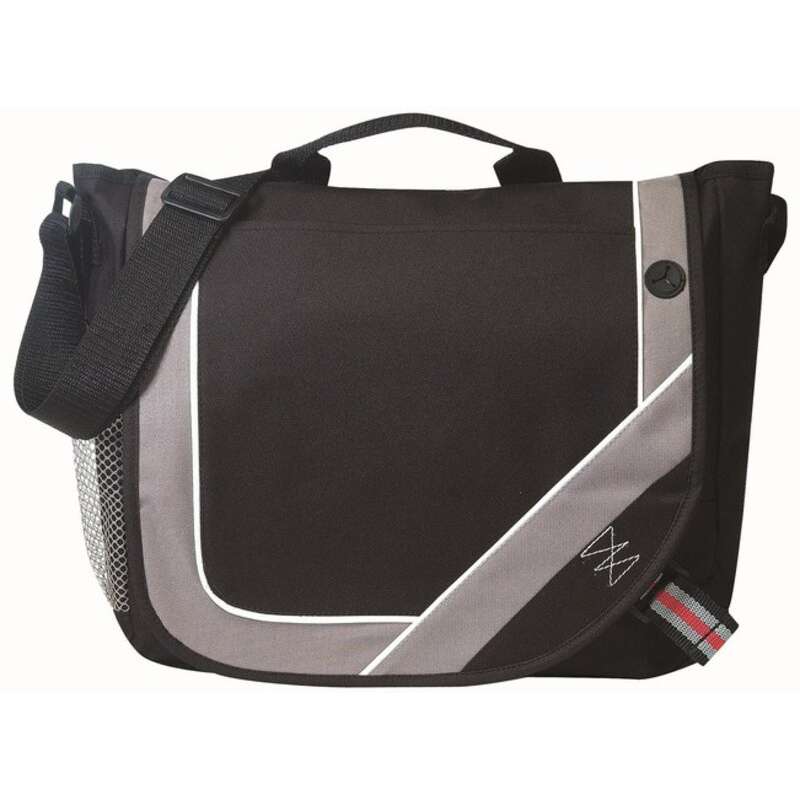 DollarDays 2390844 18 x 13 in. Deluxe Multi-Functional Messenger Bag, Black - Pack of 24