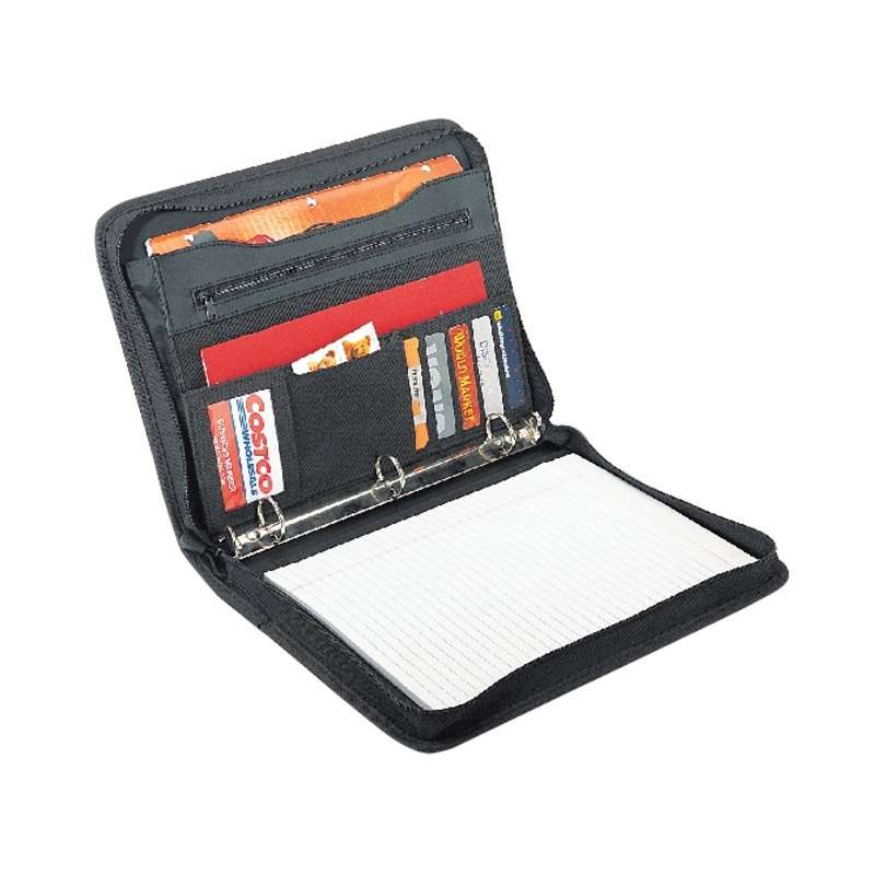 DollarDays 2390758 Zippered Polyester Binder Padfolio, Black - Pack of 10