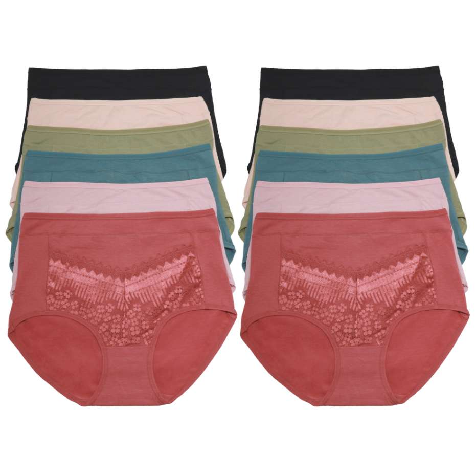 DollarDays 2390896 High Rise Brief Panties, Assorted Color - Small & Extra Large - Pack of 72