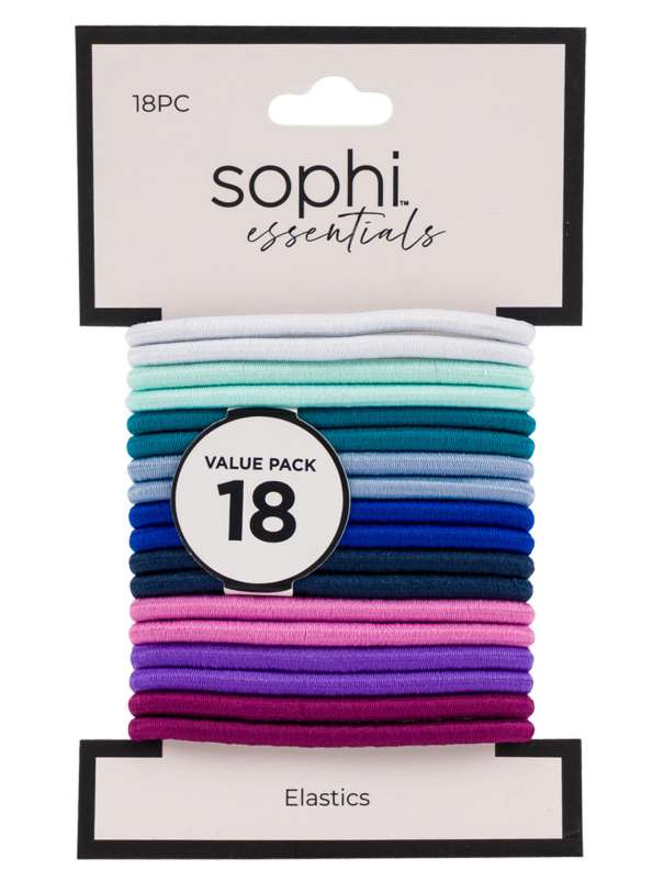 DollarDays 2391039 Sophi Essentials Elastic Hair Ties - 18 Per Pack - Pack of 24