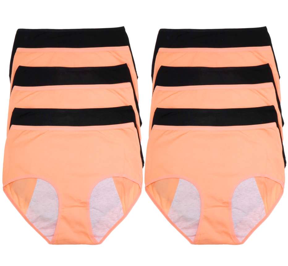 DollarDays 2390894 Mid Rise Leakproof Panties, Black & Beige - Small & Extra Large - Pack of 72