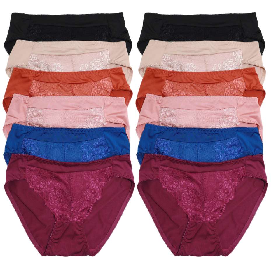 DollarDays 2390855 Nylon Bikini Panties, Assorted Color - Small & Extra Large - Pack of 72