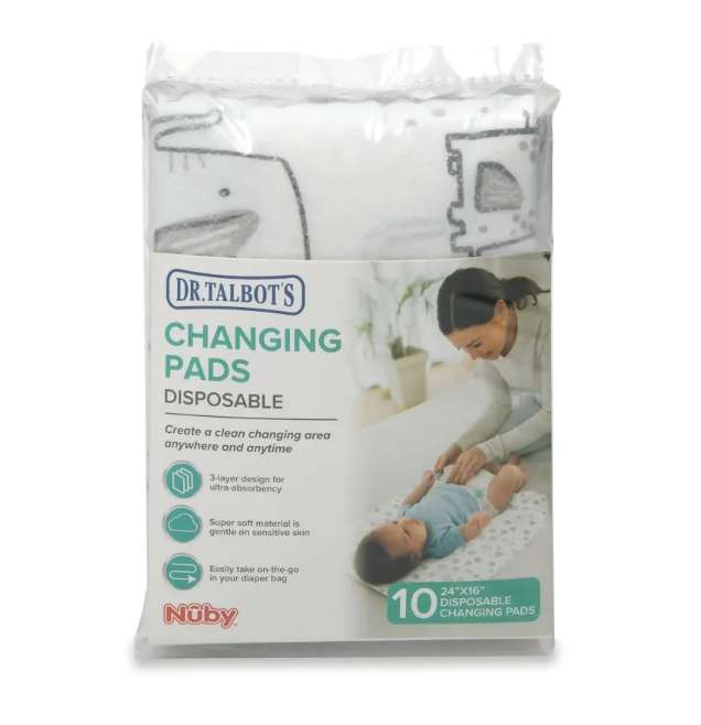 DollarDays 2391902 Disposable Changing Pads - White & Gray - 10 per Pack - Case of 24