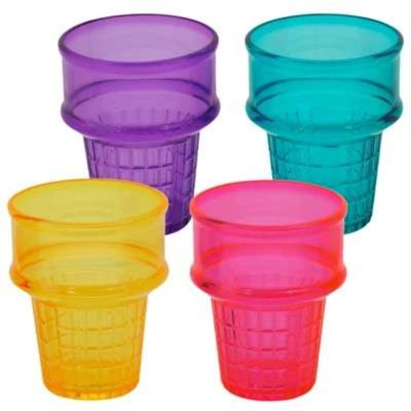 DollarDays 2391714 Ice Cream Cone Shape Cups - 4 Assorted Color - Case of 24