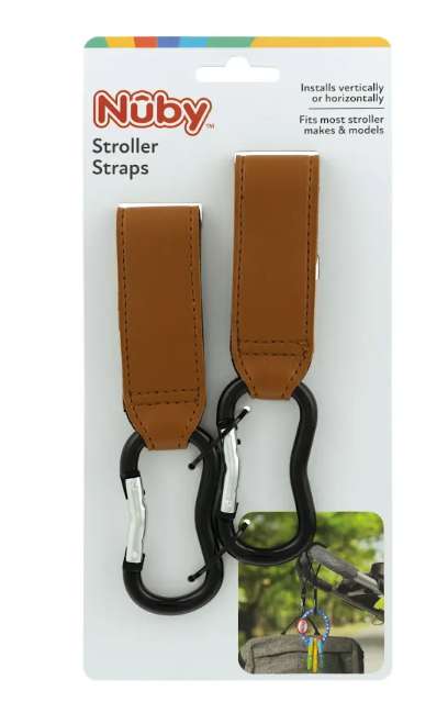 DollarDays 2391918 Leather Stroller Clips, Brown - 2 per Pack - Case of 48