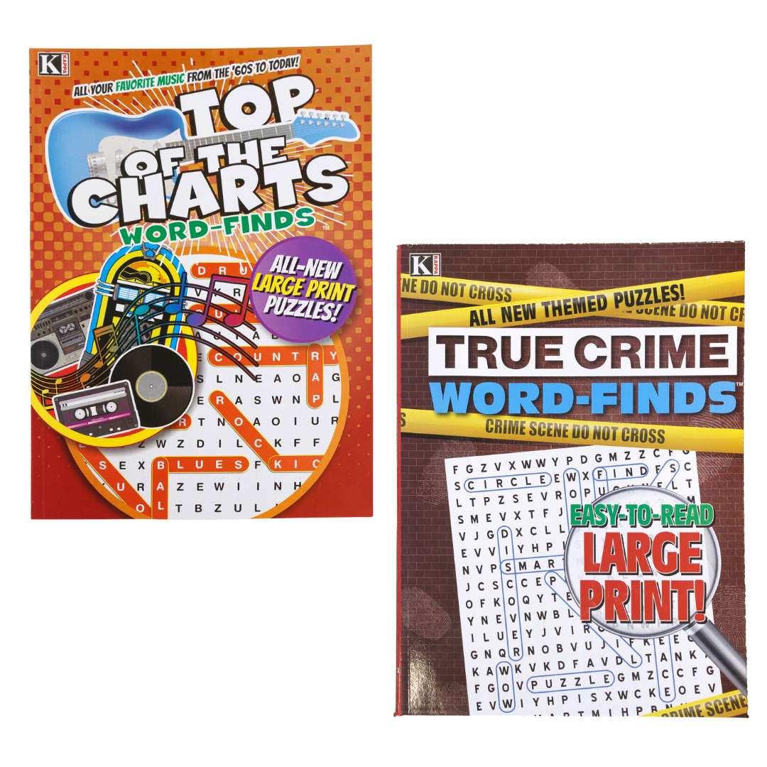 DollarDays 2391240 True Crime & Top of the Charts Word Find Books - Two Titles - Case of 48