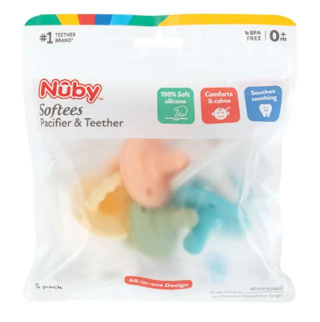 DollarDays 2391924 Silicone Pacifiers - Assorted Color - 5 per Pack - Case of 48