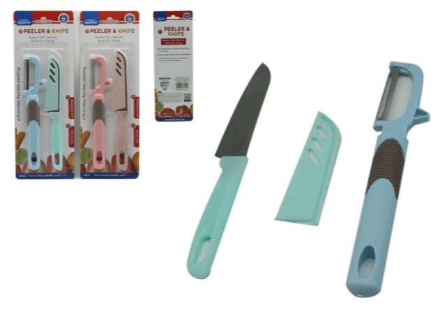 DollarDays 2391963 Peelers & Knives Set - Blue & Pink - 2 Piece - Case of 24