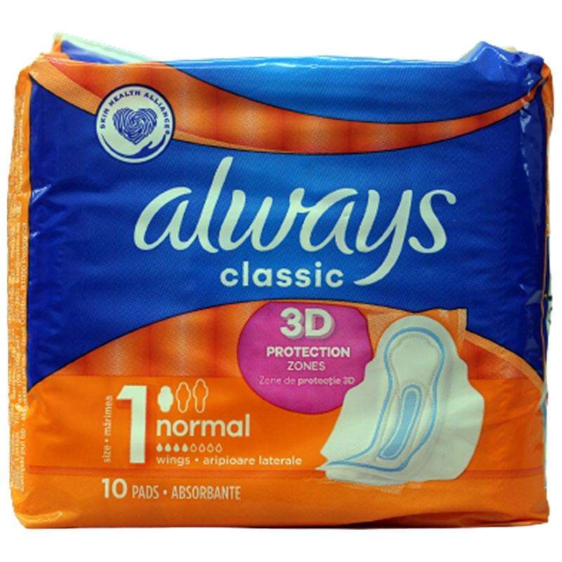 DollarDays 2391939 Always Maxi Pads with Wings - Normal Absorbency - 10 Pads per Pack - Case of 32