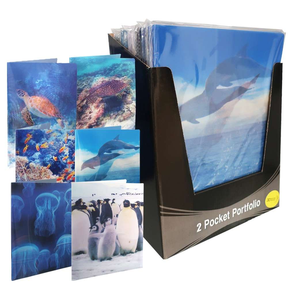 DollarDays 2391586 Marine Life 3D Folders - Assorted Design - Case of 24
