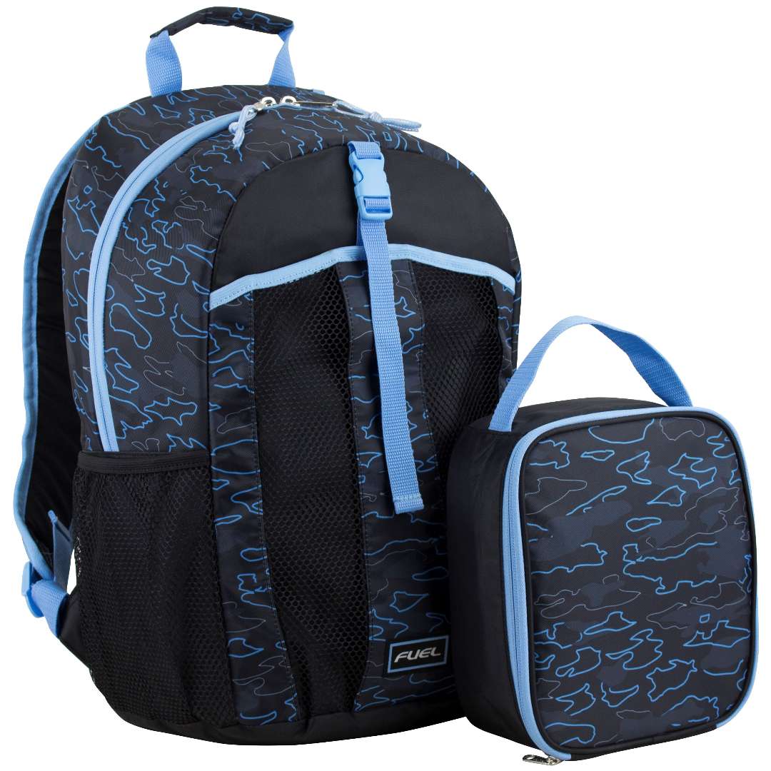 DollarDays 2391660 Backpack & Lunch Bag Set - Black & Blue - Case of 6