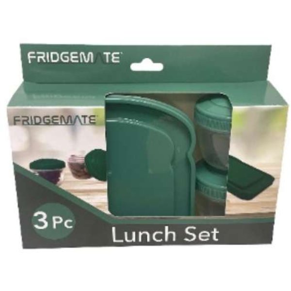 DollarDays 2391530 Fridgemate Lunch Set - Green & Clear - 3 Piece - Case of 24