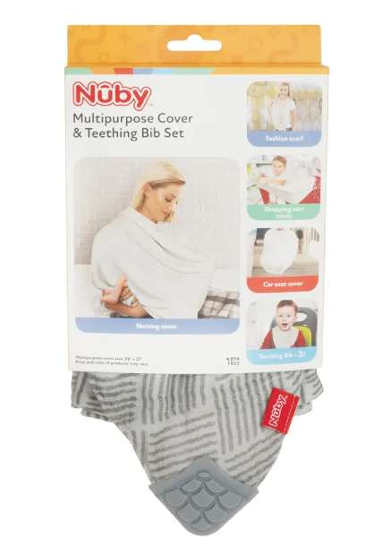 DollarDays 2391903 Nursing Covers & Teething Bibs - Gray - 2 per Pack - Case of 48
