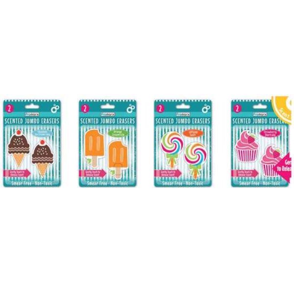 DollarDays 2391566 Jumbo Scented Erasers - Assorted Design - 2 Count - Case of 48