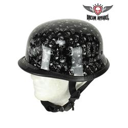 Picture of Dealer Leather H402-D3-GREY-XL Shiny Skull Graveyard German Novelty Helmet&#44; Grey - Extra Large