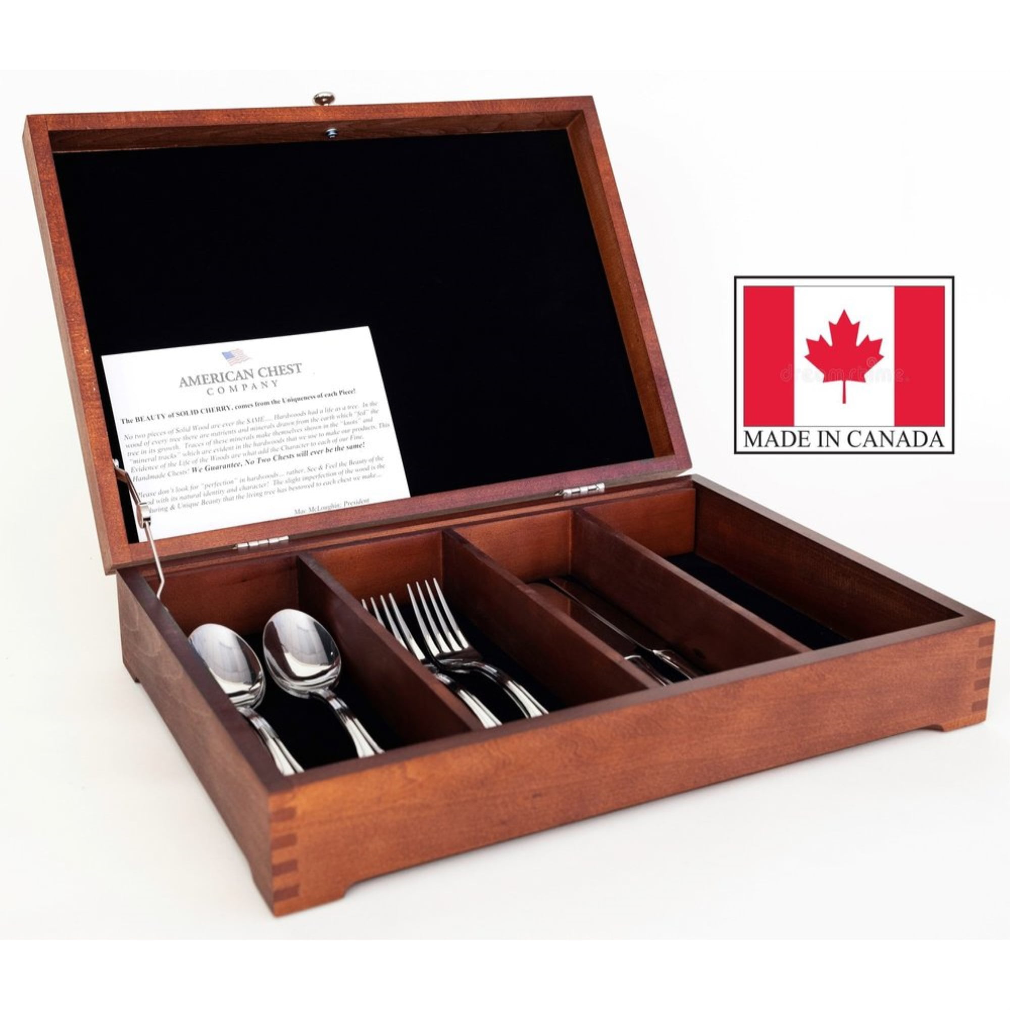 Picture of American Chest FCan3 Solid Canadian Maple Hardwood Flatware & Stainless Chest with 5 Divided Compartments