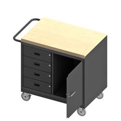 37 in. 14 Gauge Mobile Bench Cabinets, Gray