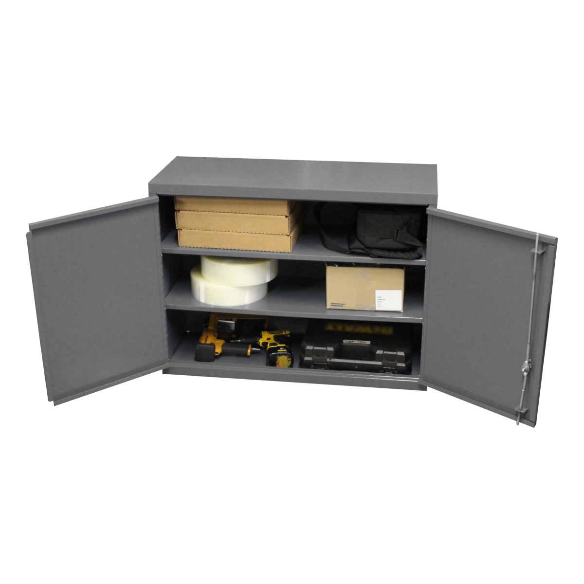 Wall Mount Storage Cabinet - Gray - 3 Shelves - Adjustable Shelving