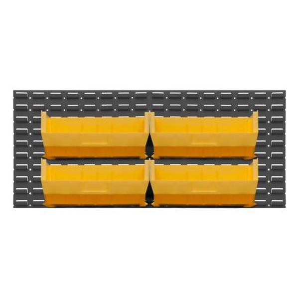 LPW-46X20-95 46 x 20 in. Wall Mountable 16 Gauge Louvered Panel Rack with Hook-on-Bins - Gray
