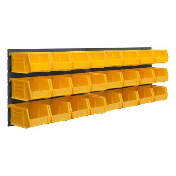 LPW-34.5X12-95 34.5 x 12 in. Wall Mountable 16 Gauge Louvered Panel Rack with Hook-on-Bins - Gray