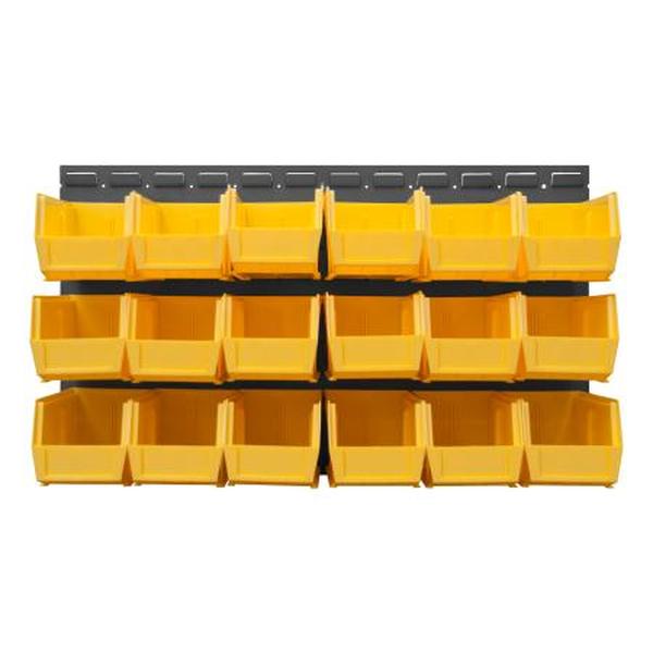 LPW-34.5X20-95 34.5 x 20 in. Wall Mountable 16 Gauge Louvered Panel Rack with Hook-on-Bins - Gray