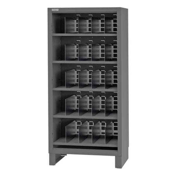 3702-5S-ND-95 36 x 24 x 78 in. Cabinet with 14 Gauge, 5 Shelves, 20 Galvanized Dividers, No Doors - Gray