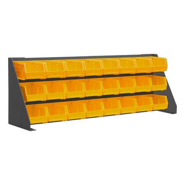 LPRSS-34.5X12-95 35 x 9 x 13 in. Free Standing 16 Gauge Louvered Panel Rack with Hook-on-Bins - Gray