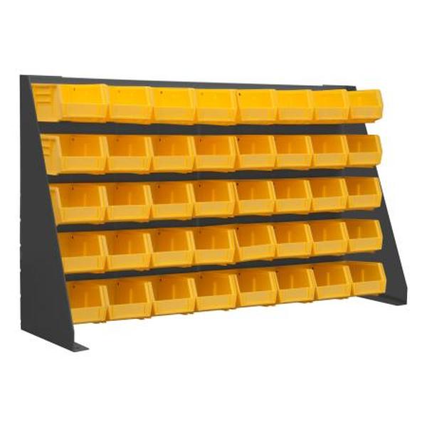 LPRSS-34.5X20-95 35 x 9 x 24 in. Free Standing 16 Gauge Louvered Panel Rack with Hook-on-Bins - Gray