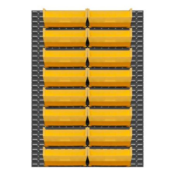 LPW-46X64-95 46 x 64 in. Wall Mountable 16 Gauge Louvered Panel Rack with Hook-on-Bins - Gray
