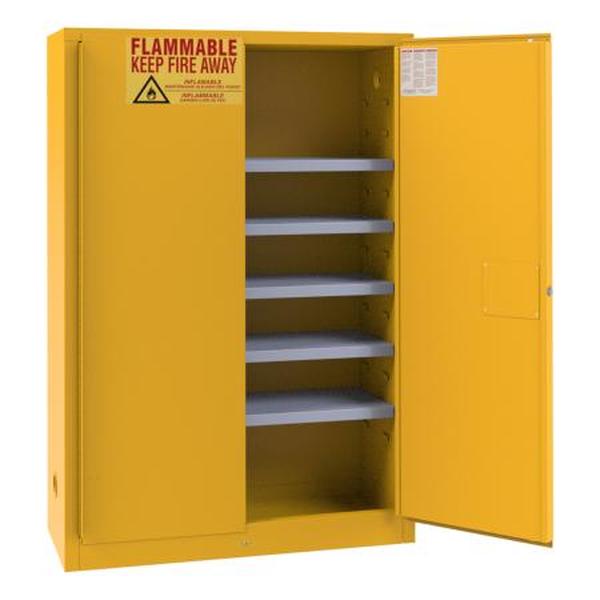 43 x 18 x 65 in. No.50 FM Approved Flammable Storage Cabinet with 60 gal Paint & Ink Storage, 2 Doors, Manual Close, 5 Shelves - Yellow