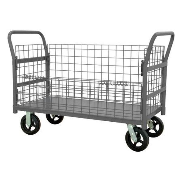 Picture of Durham W4SPTDG-306038-1-8MR95 30.37x 67.25 x 38.25 in. Wire Cart with Removable Handles&#44; Drop Gate - Gray