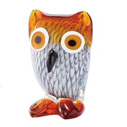 Picture of Diamond Star 76077 3.5 x 4 x 4 in. Glass Owl&#44; Amber & White