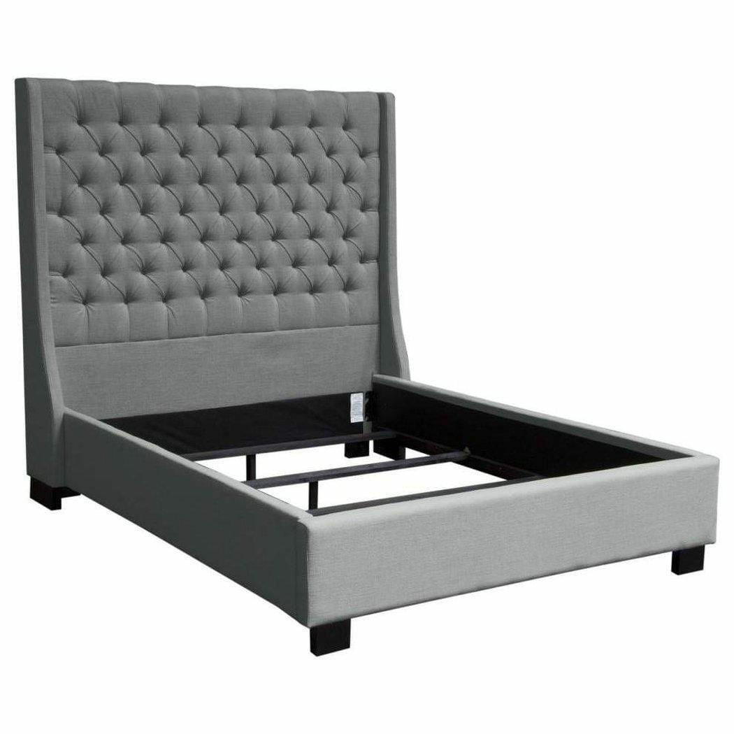 PARKAVEGREKBED Park Avenue Eastern King Size Tufted Bed with Vintage Wing, Grey Linen -  Diamond Sofa