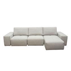 Jazz Modular 3-Seater Chaise Sectional with Adjustable Backrests, Light Brown Fabric & Barley