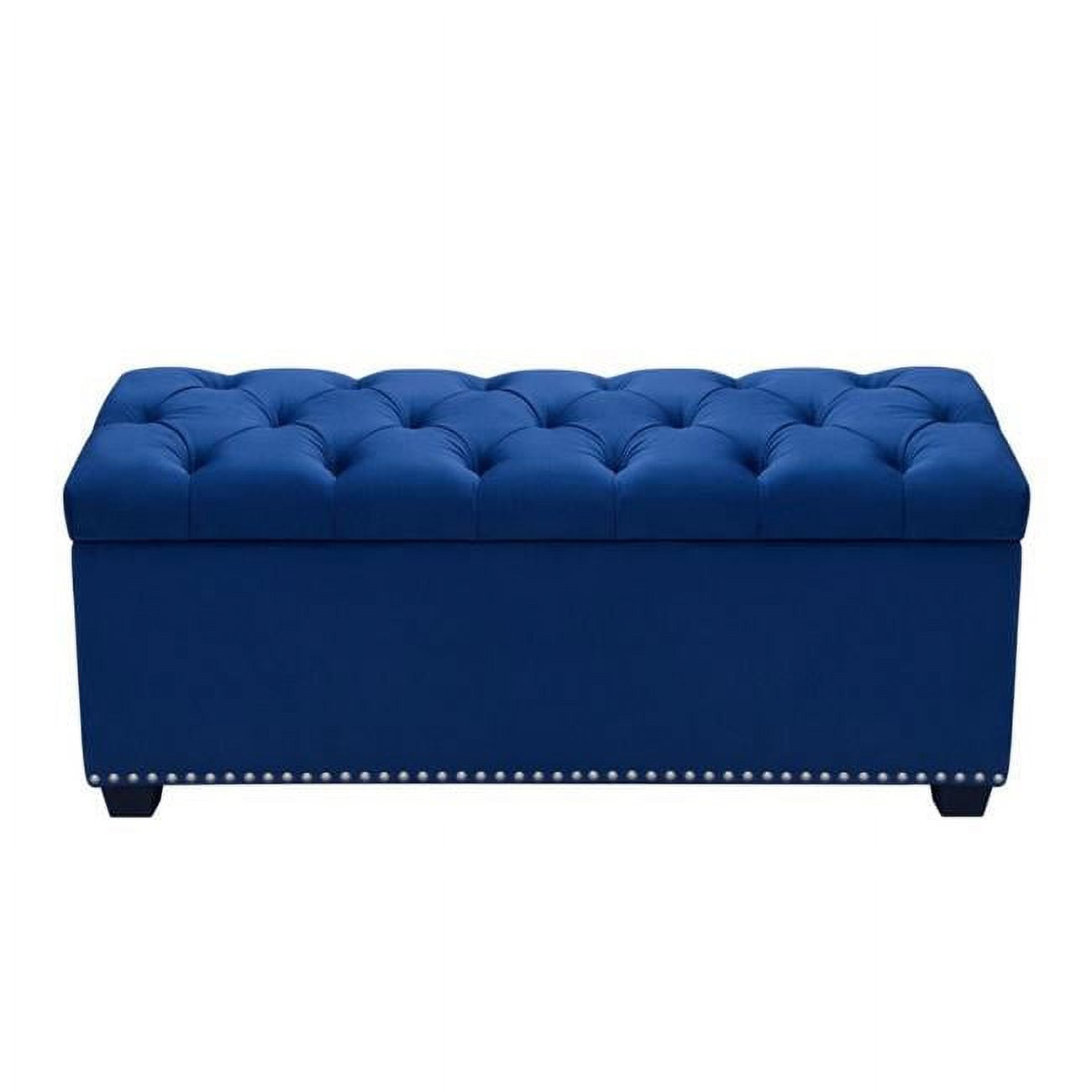 MAJESTICTRNB Majestic Tufted Velvet Lift-Top Storage Trunk with Nail Head Accent, Royal Navy Blue -  Diamond Sofa