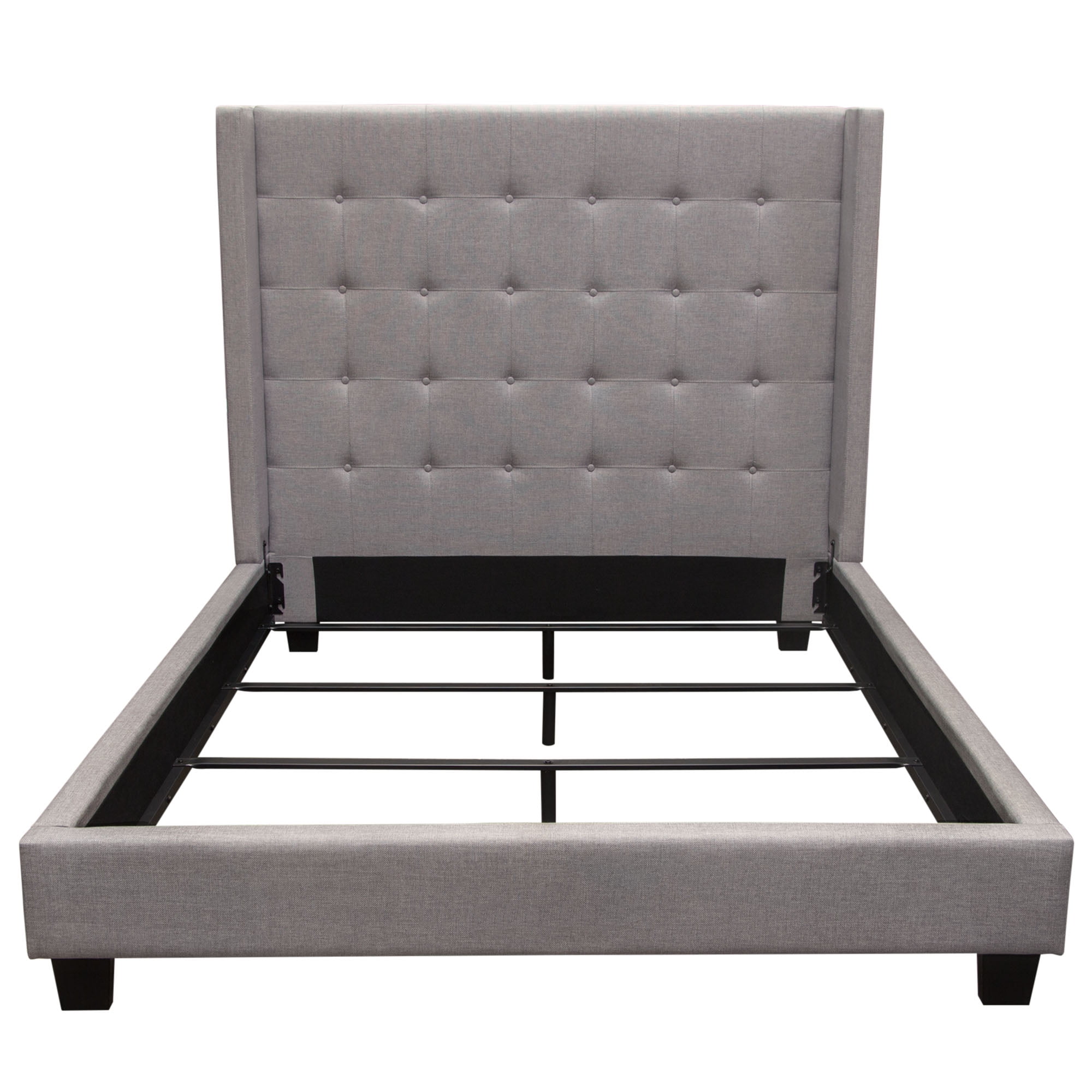 MADISONAVEEKBEDLG Madison Ave Tufted Wing Eastern King Size Bed, Light Grey Button Tufted Fabric -  Diamond Sofa