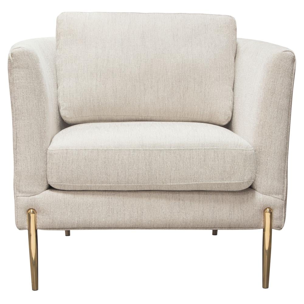 Lane Chair with Gold Metal Legs, Light Cream Fabric