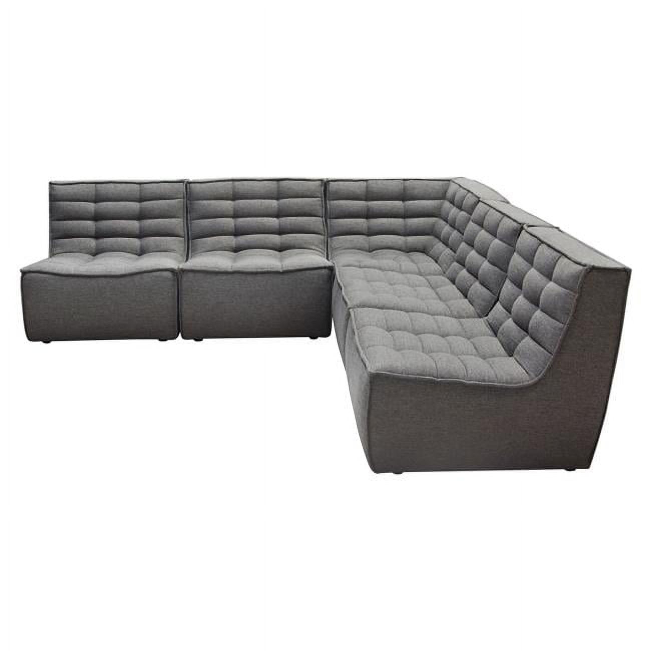 Marshall Corner Modular Sectional with Scooped Seat, Grey Fabric - 5 Piece