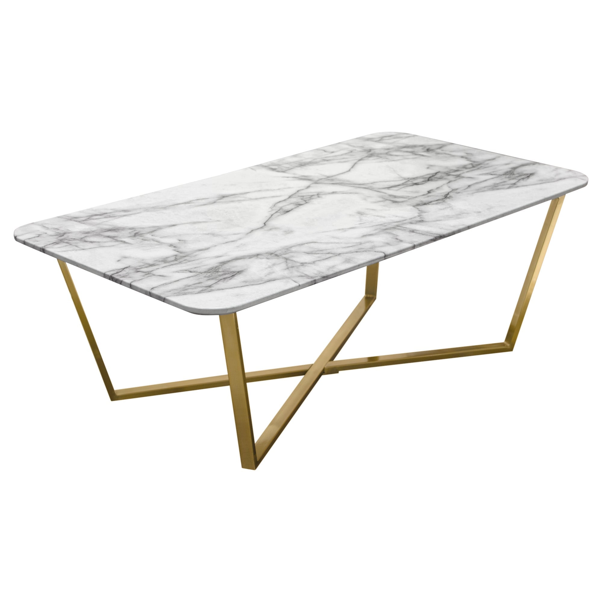 Picture of Diamond Sofa VIDACTMA Vida Rectangle Cocktail Table with Faux Marble Top & Brushed Gold Metal Frame&#44; White & Grey