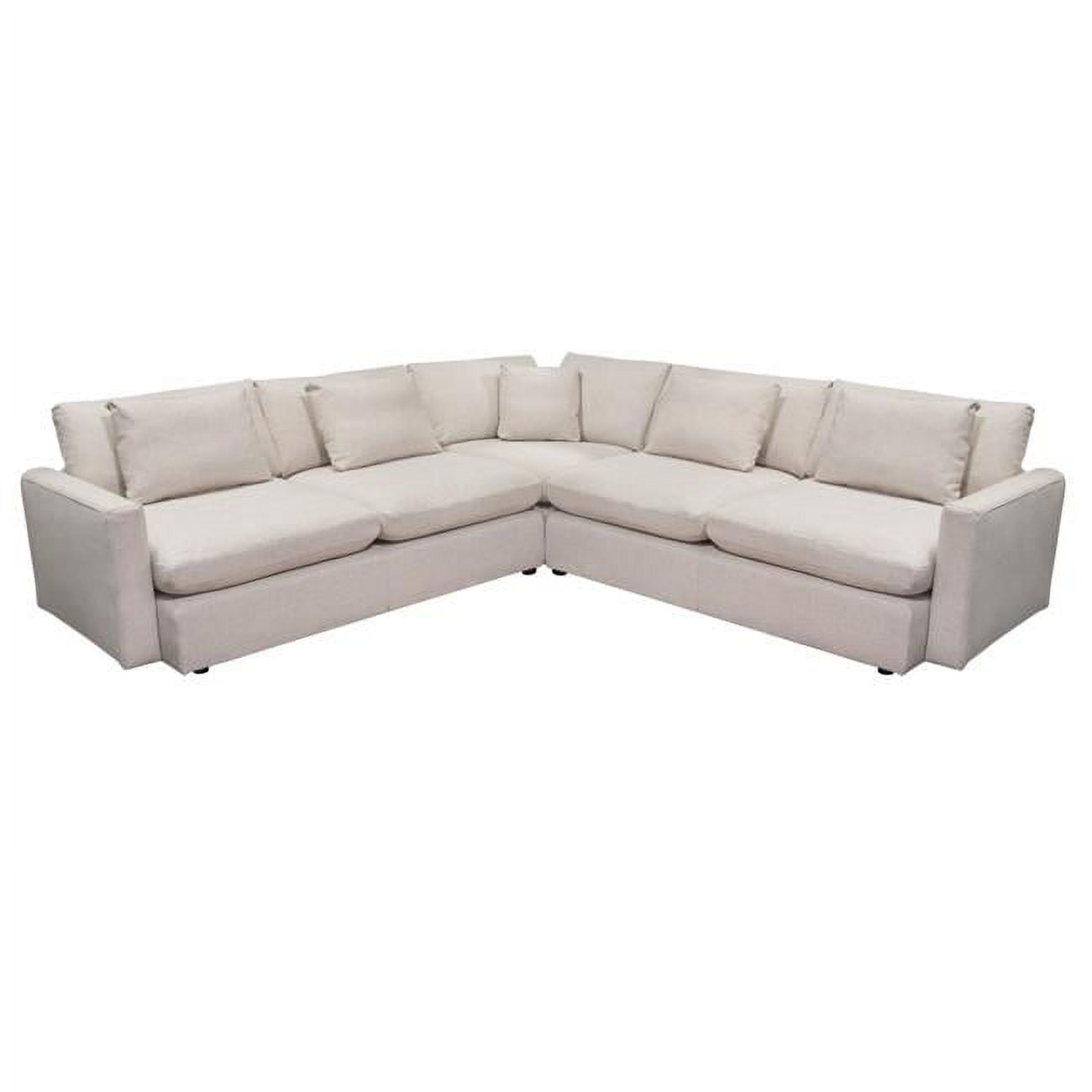 Arcadia Corner Sectional with Feather Down Seating, Cream Fabric - 3 Piece