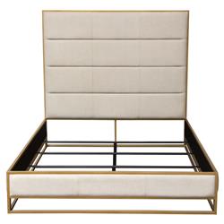 EMPIREEKBEDSD Empire Eastern King Size Bed with Hand Brushed Gold Metal Frame, Sand Fabric