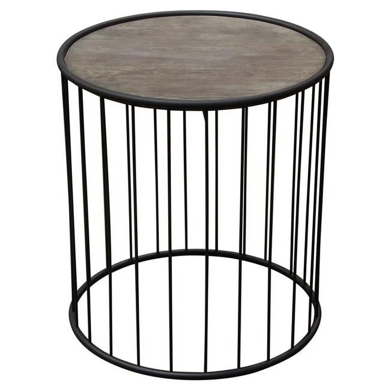 22 in. Gibson Round End Table with Metal Base, Grey Oak Finished Top