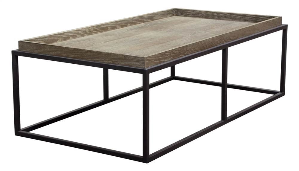Picture of Diamond Sofa LEXCTRO Lex Rectangle Cocktail Table with Black Powder Coated Metal Base&#44; Rustic Oak Veneer Finish Top