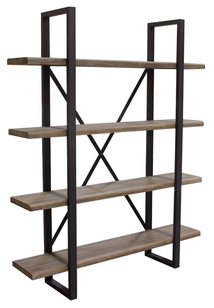 73 in. Montana 4-Tiered Shelf Unit, Rustic Oak with Iron Frame