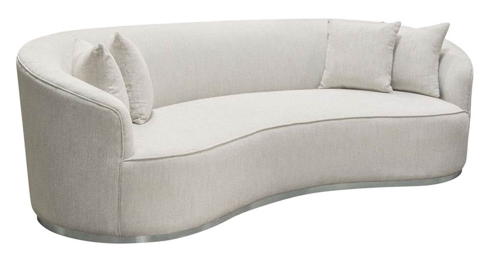 Raven Sofa with Brushed Silver Accent Trim, Light Cream Fabric