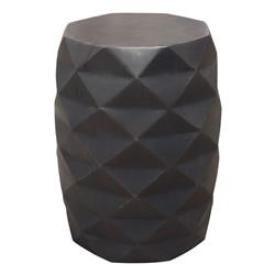 FIGETGR Fig Solid Mango Wood Accent Table with Geometric Motif, Grey Finish